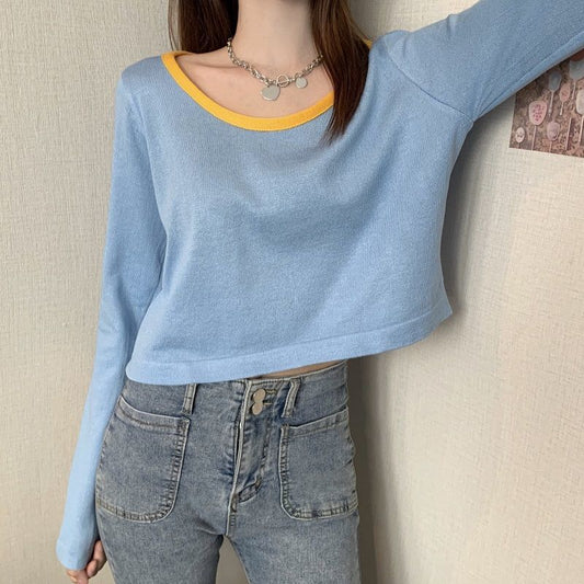 Women's Short Long Sleeve Knitted Sweater