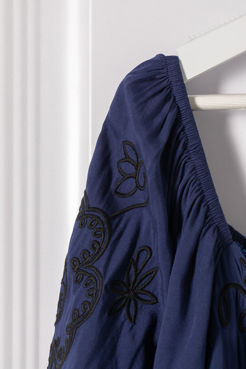 Bohemian Vacation Beach Dresses Women Vintage Embroidered Dress 6202##