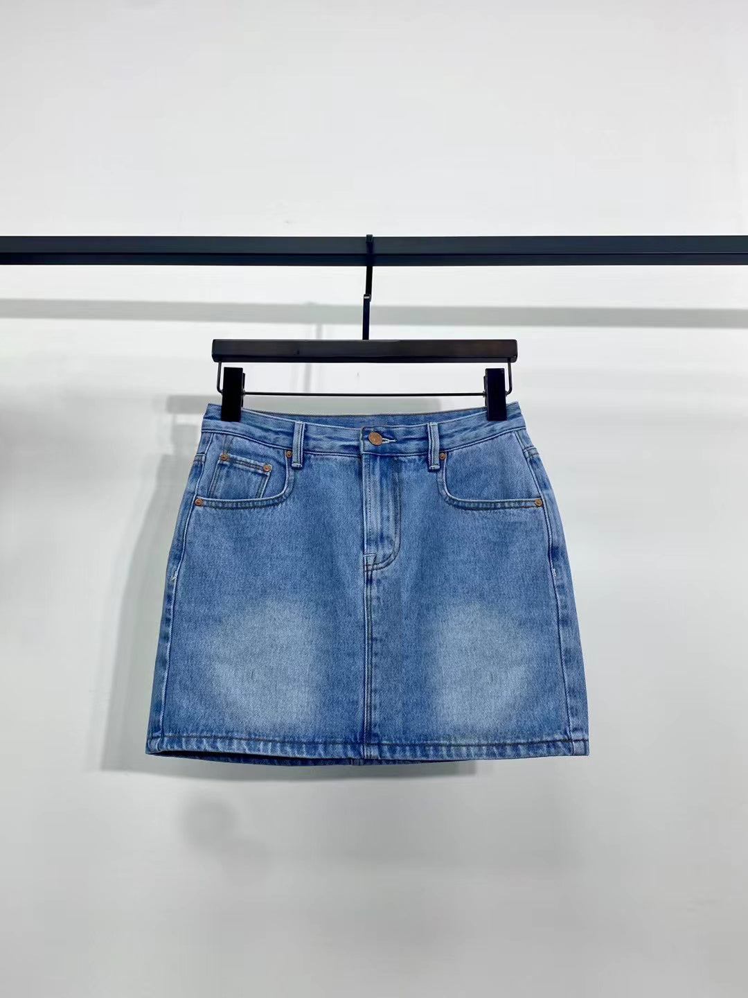 Blue Denim Skirt Women's Mini Denim Skirt-mo169