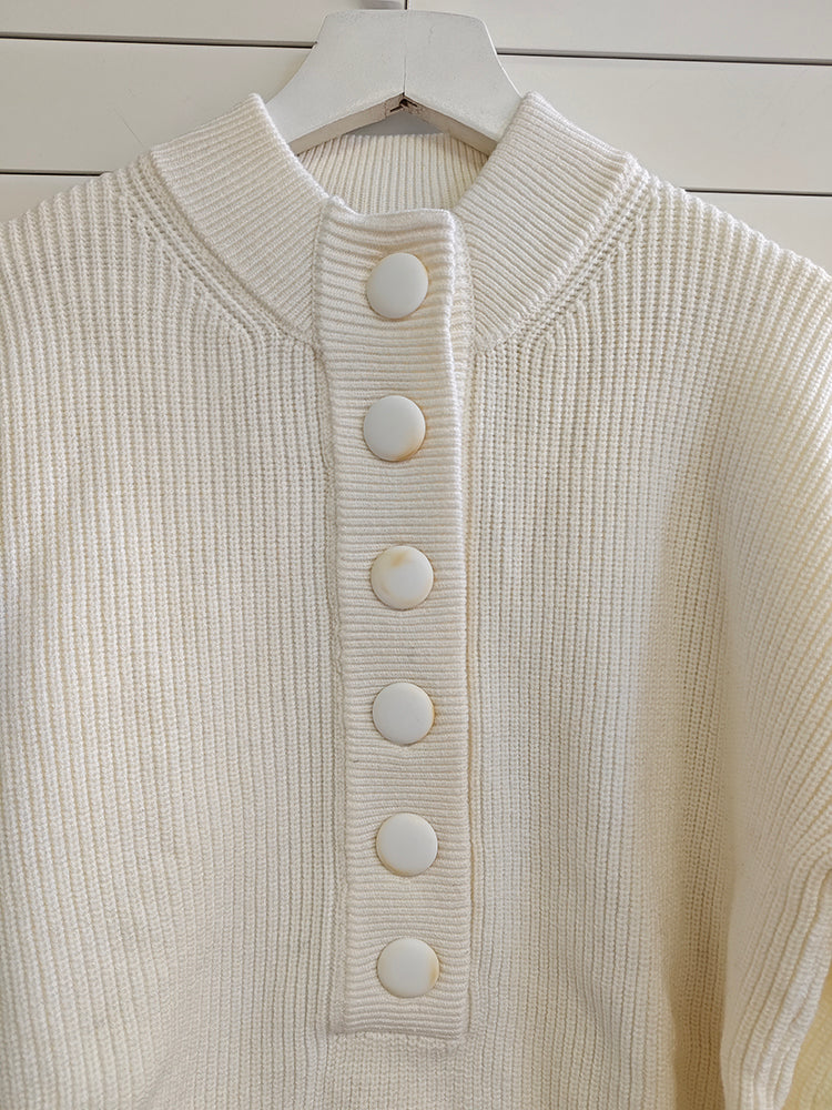 SHA-Beige white kntted top