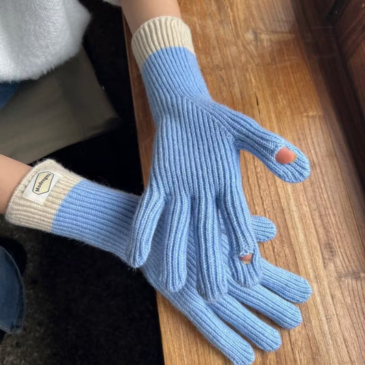 Autumn and Winter Warm Five-finger Knitted Gloves for Women-ABS2461KQ