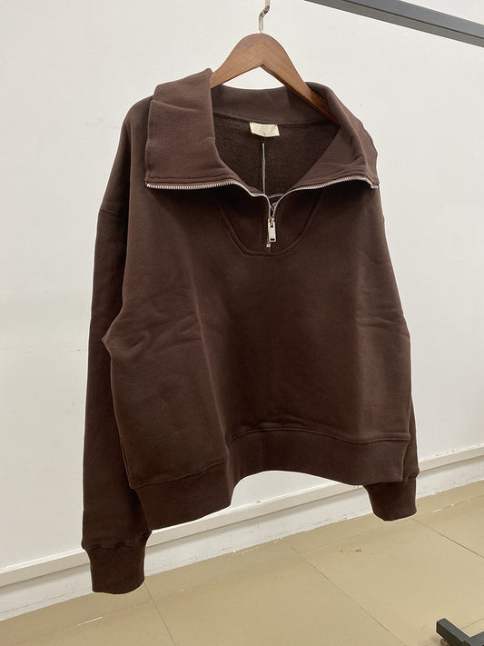 2025 Autumn/Winter New Zipper Collar Fleece Sweatshirt for Women-DH-ZV-184