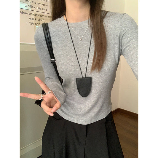 Women's Round Neck Long Sleeve Bottoming Shirt-ABB06GY