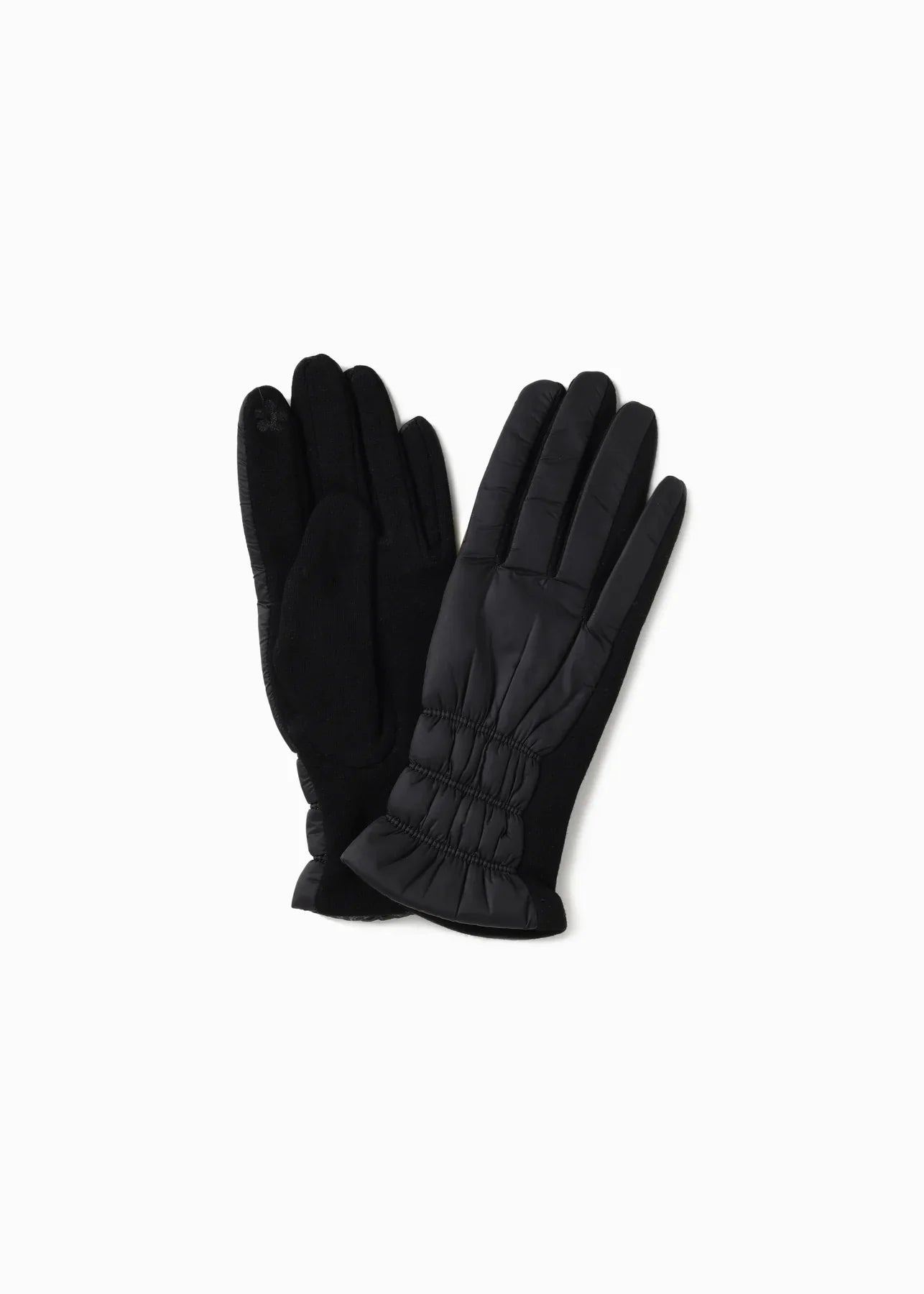 Striped Stitch Puffer Glove | Black-ABT01stri