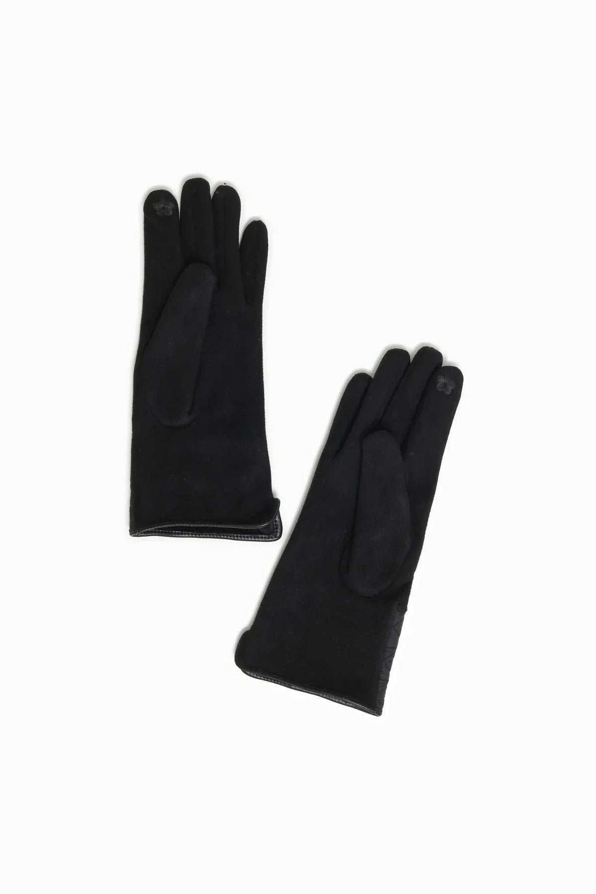 Faux Suede Quilted Gloves | Black-ABT08GY