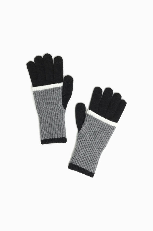 Finger Hole Long Knit Gloves | Black-ABT04Bk