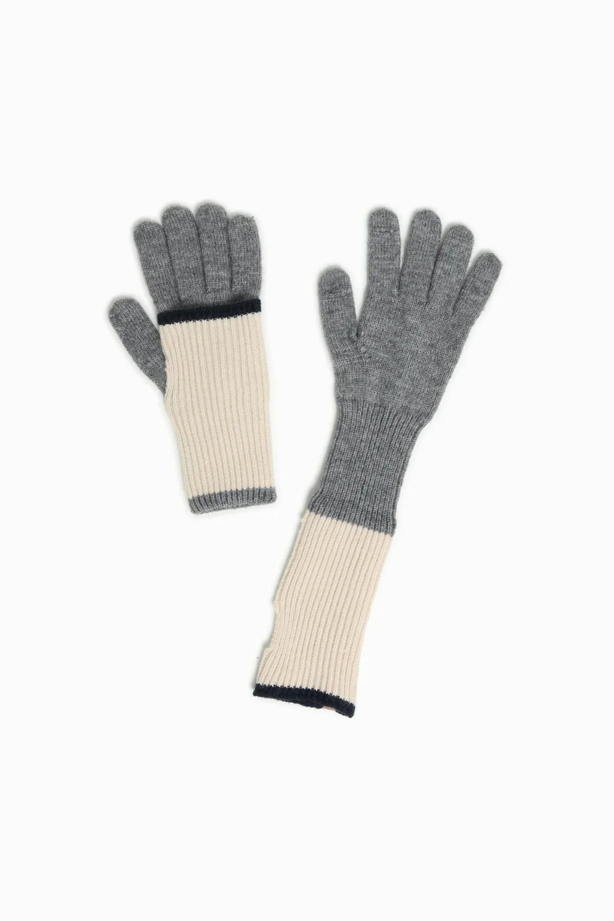 Fingerhole Long Knit Gloves | Ivory-ABT40BK