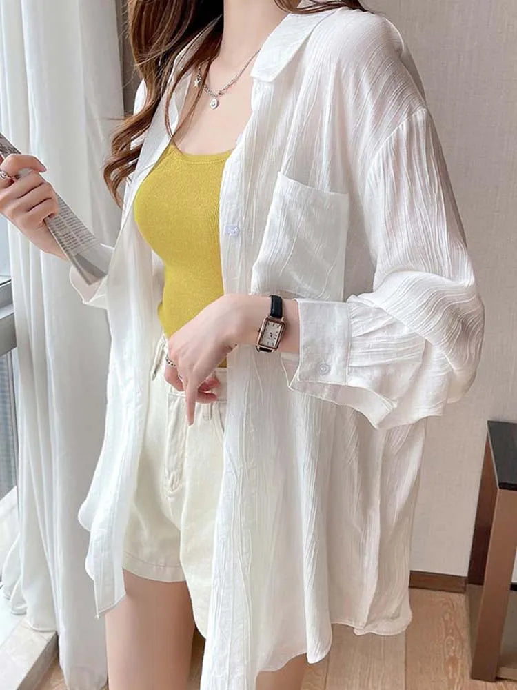 Women Summer Sunscreen Blouse Long Sleeve Sun Protection Cardigan -ABS2432BK