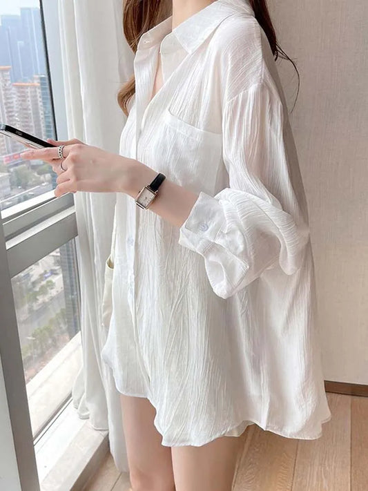 Women Summer Sunscreen Blouse Long Sleeve Sun Protection Cardigan -ABS2432BK