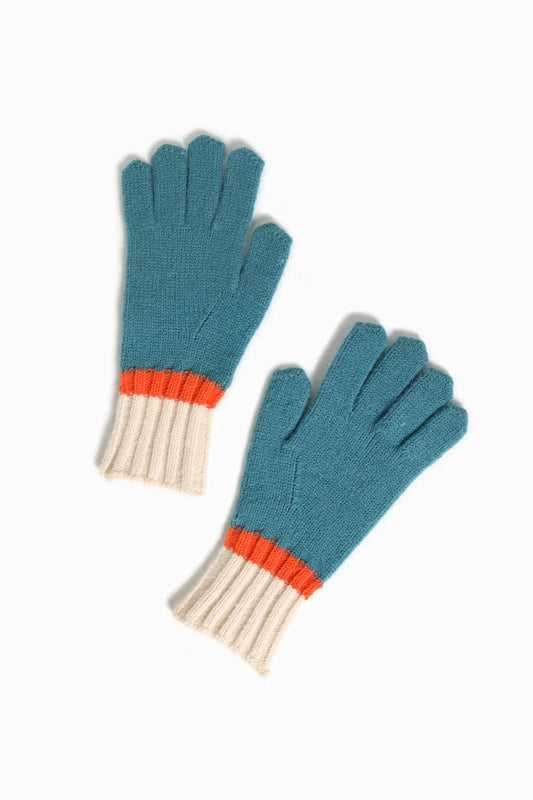 Tri-Color Gloves | Teal-ABC08WT