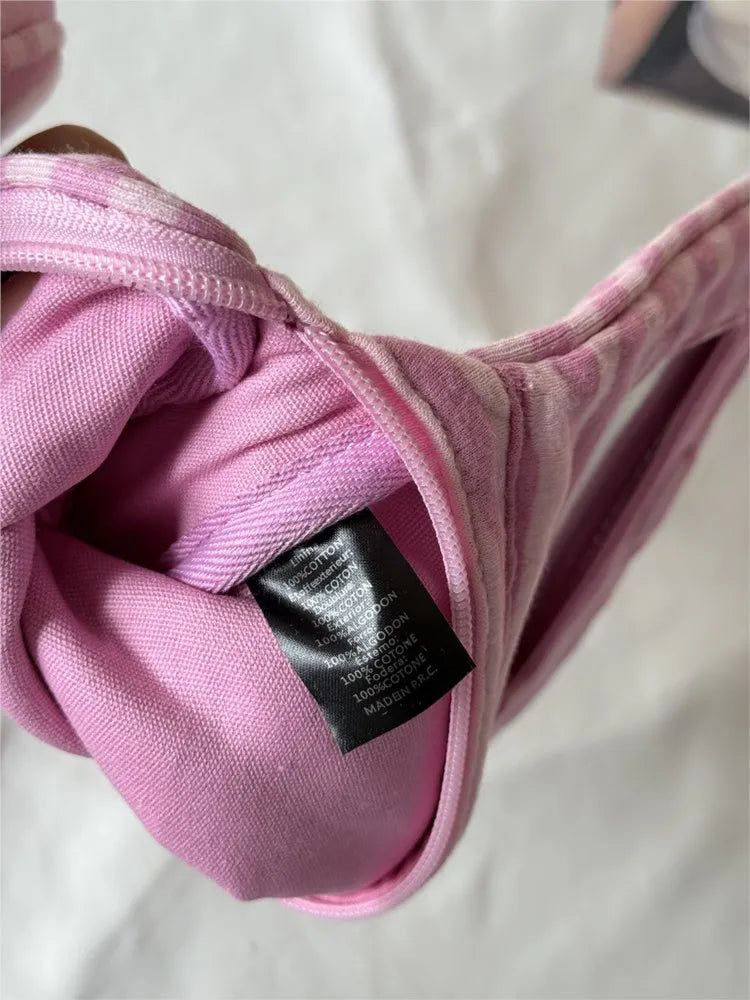 Flip-top with Mirror Makeup Bag Women Pink Striped Portable Zipper Cosmetic Travel Organizer Cute Sweet Handbag Toiletry Pouch
