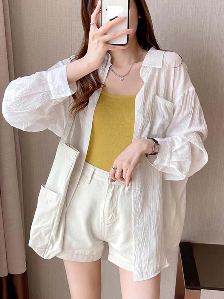 Women Summer Sunscreen Blouse Long Sleeve Sun Protection Cardigan -ABS2432BK