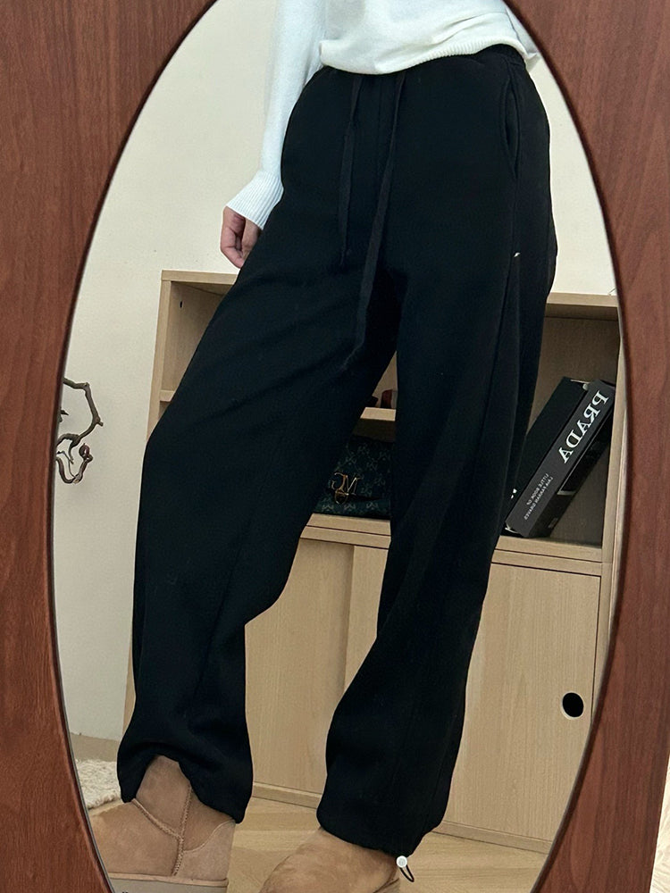 Thickened Fleece Wide Leg Pants Winter Casual Long Pants