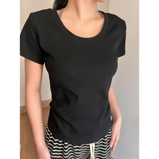 2024 New Cotton Black Women's T-Shirt-ABT07BK