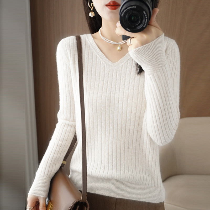 2025 Autumn/Winter New V-neck Loose Knit Sweater for Women-DH-ZV-177