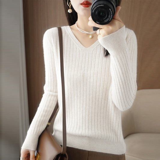 2025 Autumn/Winter New V-neck Loose Knit Sweater for Women-DH-ZV-177