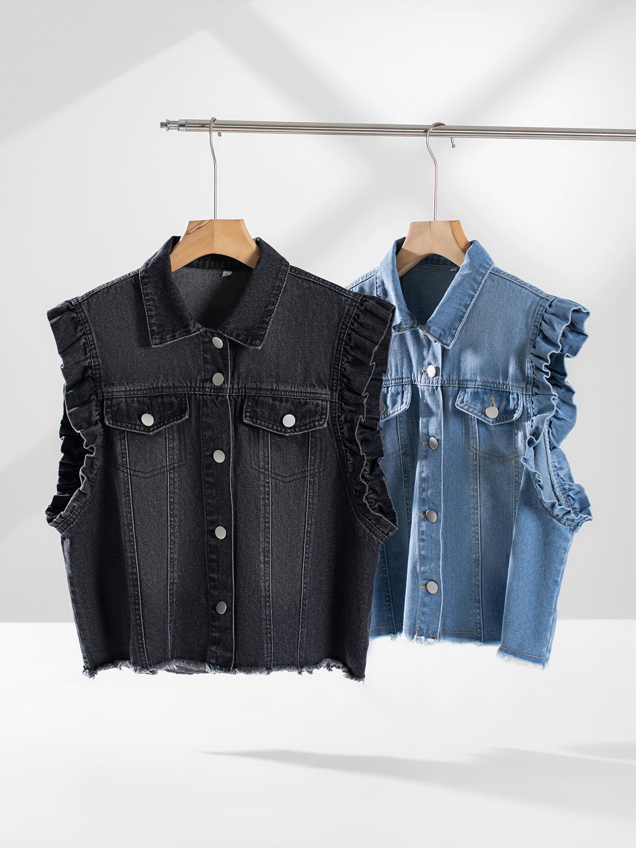 2024 Summer New Washed Denim Vest Crop Tops