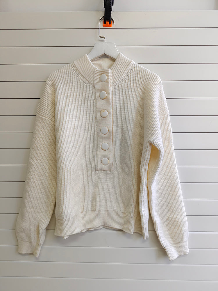 SHA-Beige white kntted top