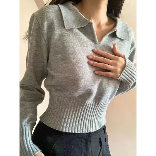 Women's Spring Lapel Knitted Bottoming Shirt