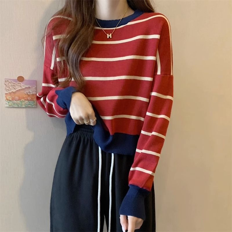 Women's Spring and Autumn Striped Long Sleeve Shirt