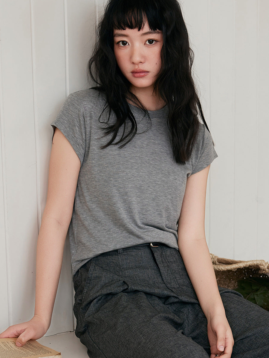 2025 New Solid Color Comfortable T-shirt Tops-SP&R-57