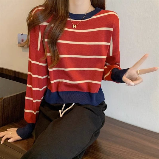 Women's Spring and Autumn Striped Long Sleeve Shirt