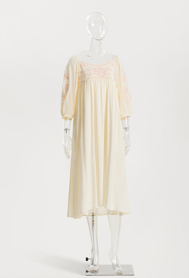 Bohemian Vacation Beach Dresses Women Vintage Embroidered Dress 6202##