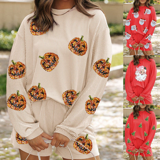 Women's Christmas Top and Shorts Suit