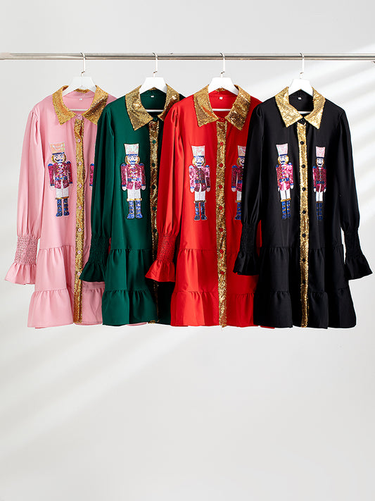 Cute Sequin Shirts Women Christmas Dress 2025