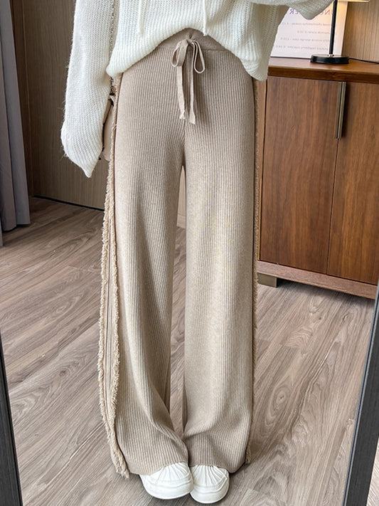 Women's Knitted Tassel Wide-leg Pants