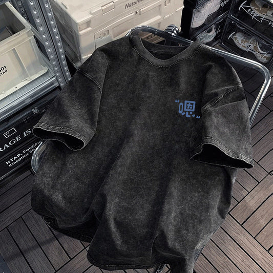 ABT07BK Washed Black Loose Tee