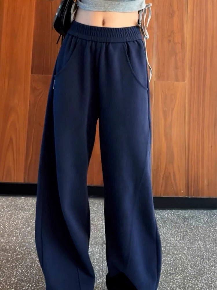 Navy Blue Women's Sweatpants Winter Trousers-ABP01NB