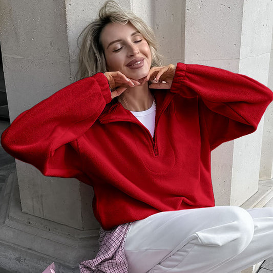 ABS2423RED Red Loose Sweatshirt