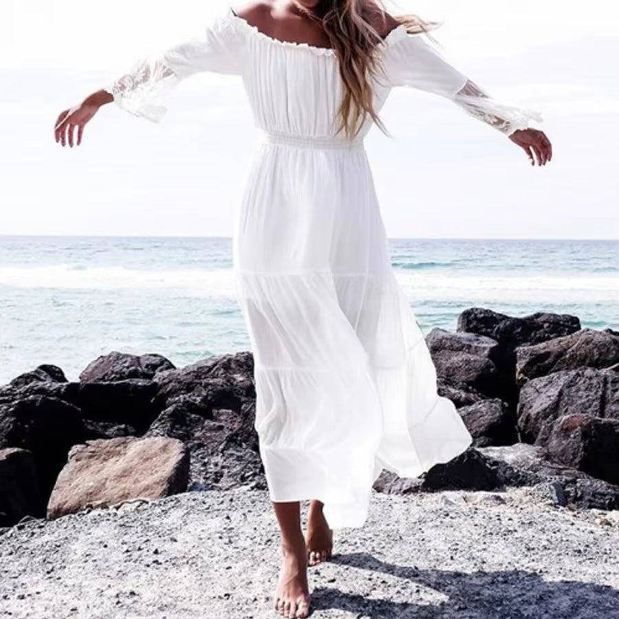 SHA-White Midi Dress