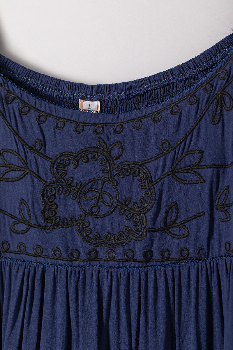 Bohemian Vacation Beach Dresses Women Vintage Embroidered Dress 6202##